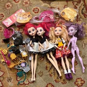 Lot of Ever After High Dolls and Accessories